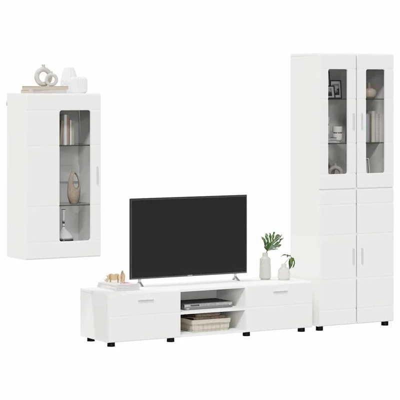 TV Cabinet Set FLORIN 3 pcs White Engineered Wood