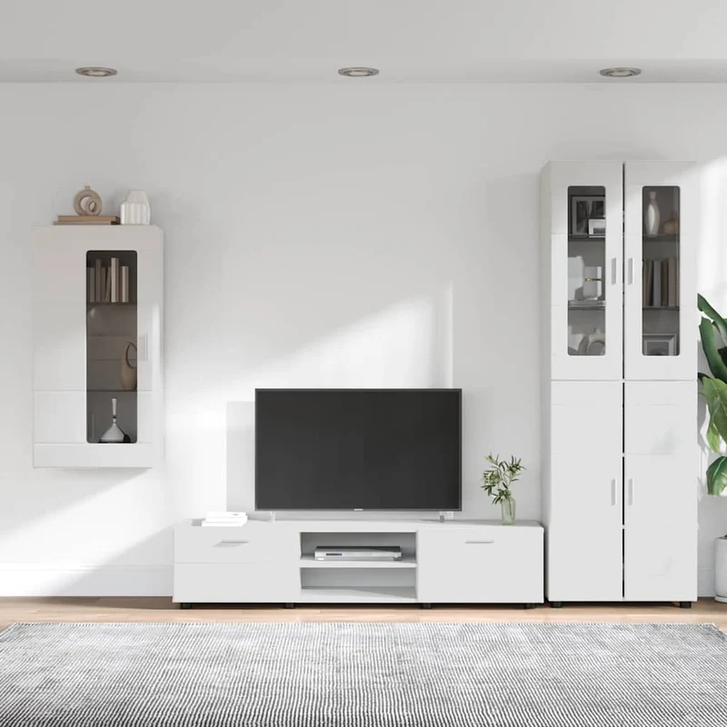 TV Cabinet Set FLORIN 3 pcs White Engineered Wood
