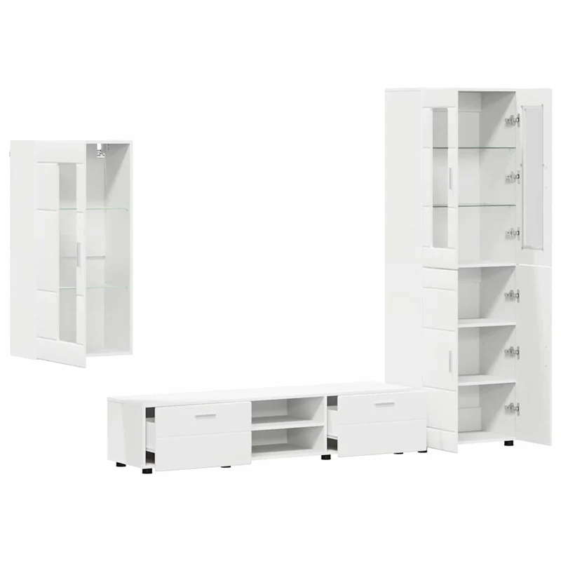TV Cabinet Set FLORIN 3 pcs White Engineered Wood