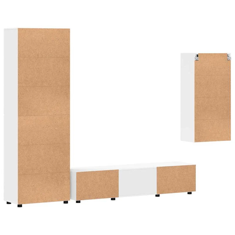 TV Cabinet Set FLORIN 3 pcs White Engineered Wood