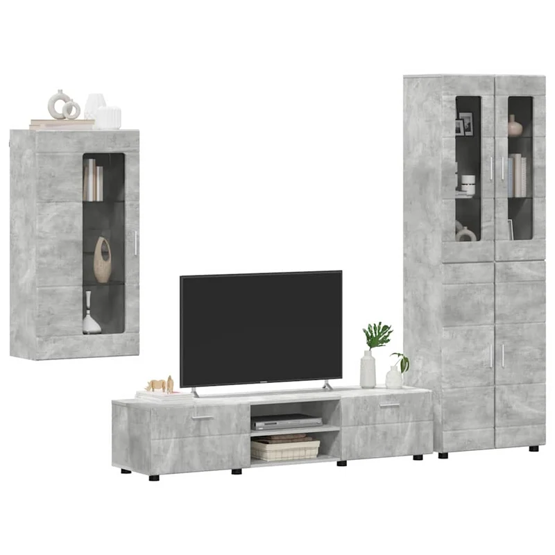 TV Cabinet Set FLORIN 3 pcs Concrete Grey Engineered Wood