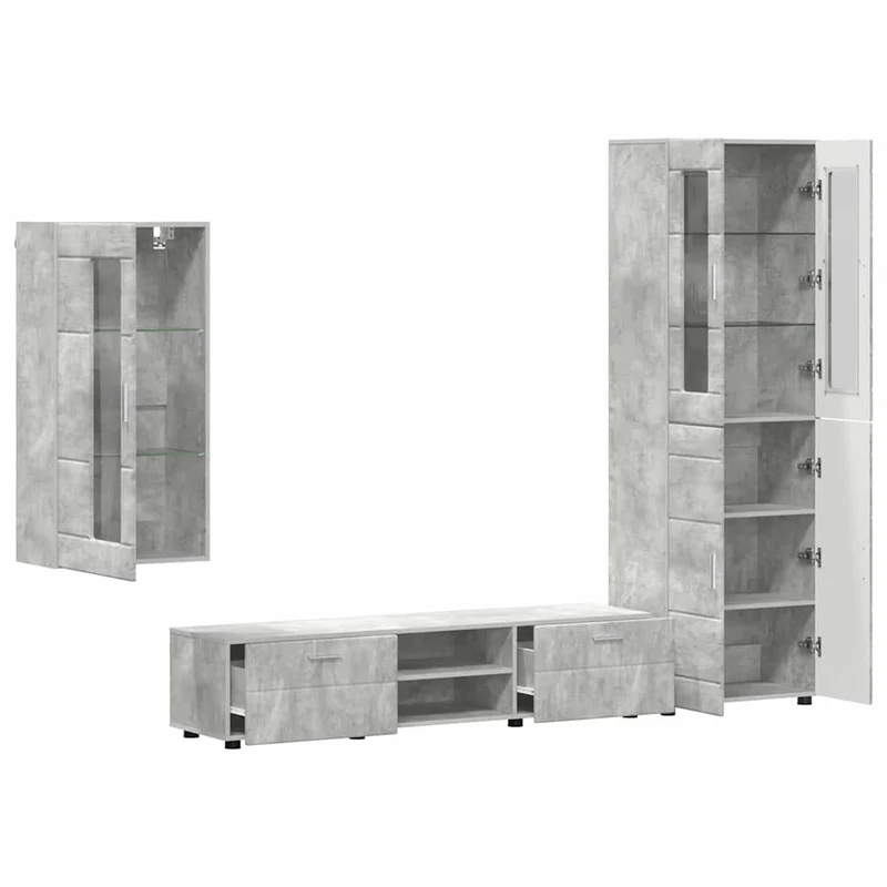 TV Cabinet Set FLORIN 3 pcs Concrete Grey Engineered Wood