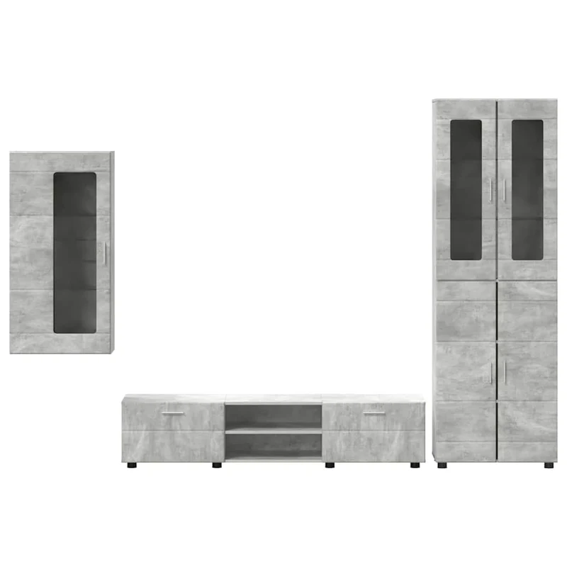 TV Cabinet Set FLORIN 3 pcs Concrete Grey Engineered Wood