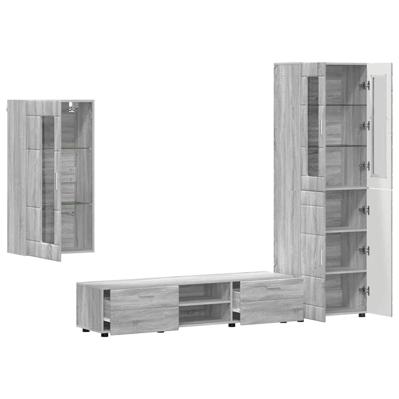 TV Cabinet Set FLORIN 3 pcs Grey Sonoma Engineered Wood