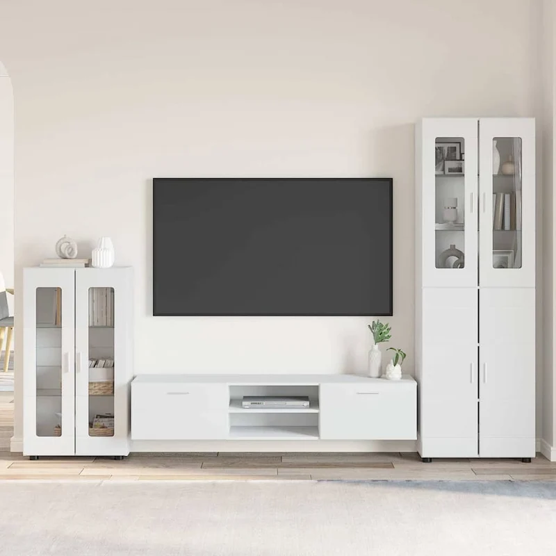TV Cabinet Set FLORIN 3 pcs White Engineered Wood