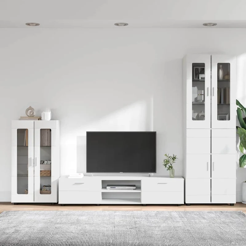 TV Cabinet Set FLORIN 3 pcs White Engineered Wood