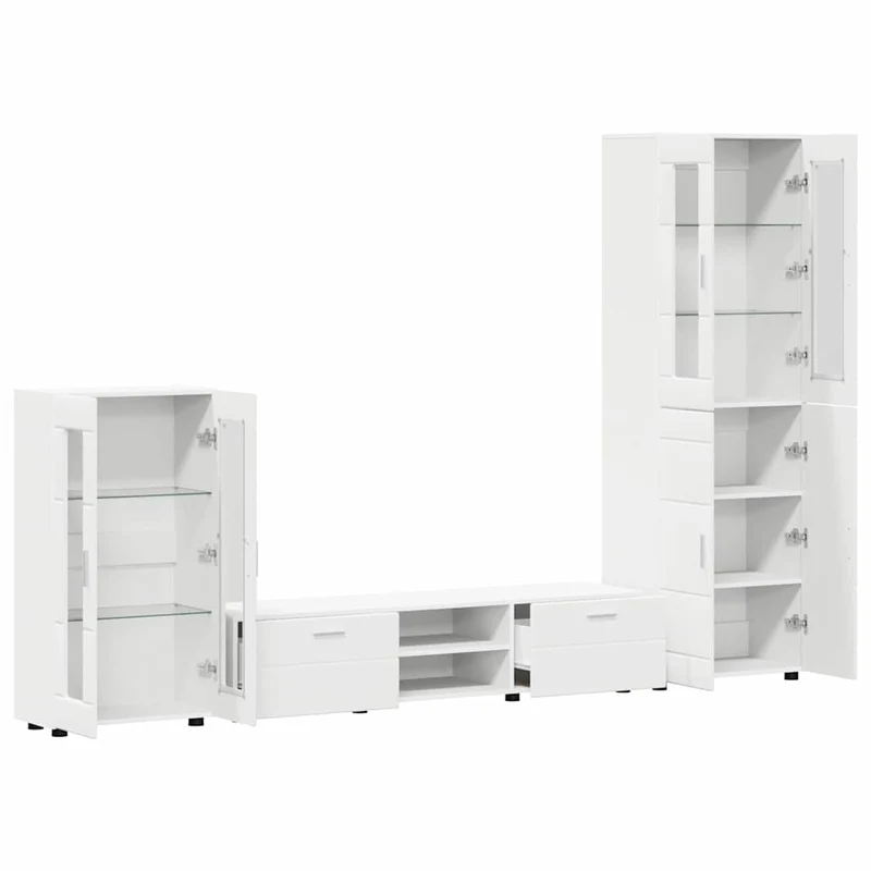 TV Cabinet Set FLORIN 3 pcs White Engineered Wood