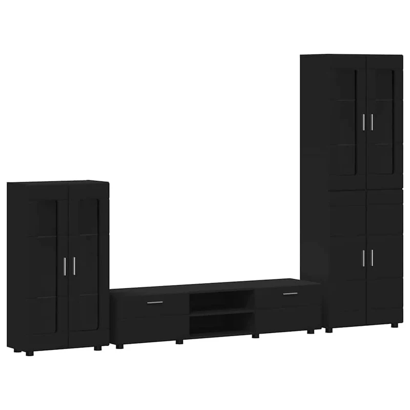 TV Cabinet Set FLORIN 3 pcs Black Engineered Wood