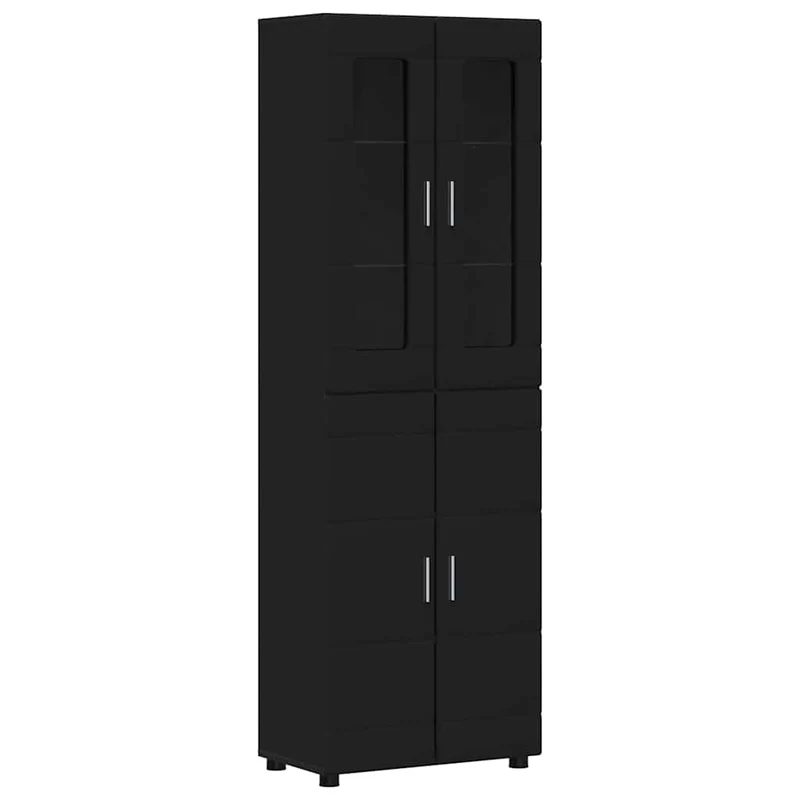 TV Cabinet Set FLORIN 3 pcs Black Engineered Wood