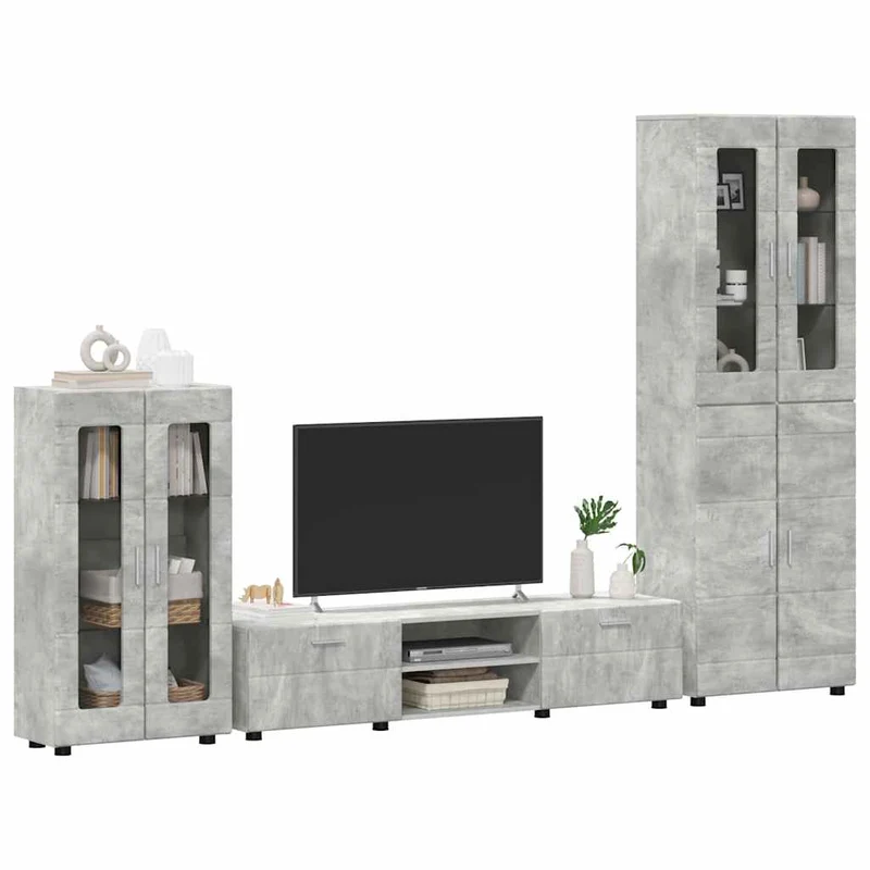 TV Cabinet Set FLORIN 3 pcs Concrete Grey Engineered Wood