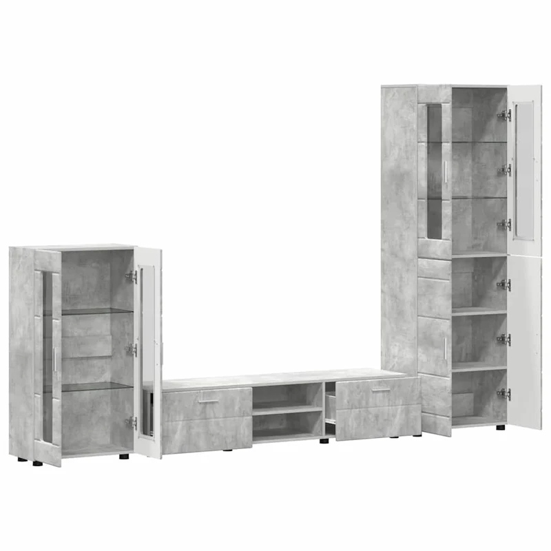 TV Cabinet Set FLORIN 3 pcs Concrete Grey Engineered Wood