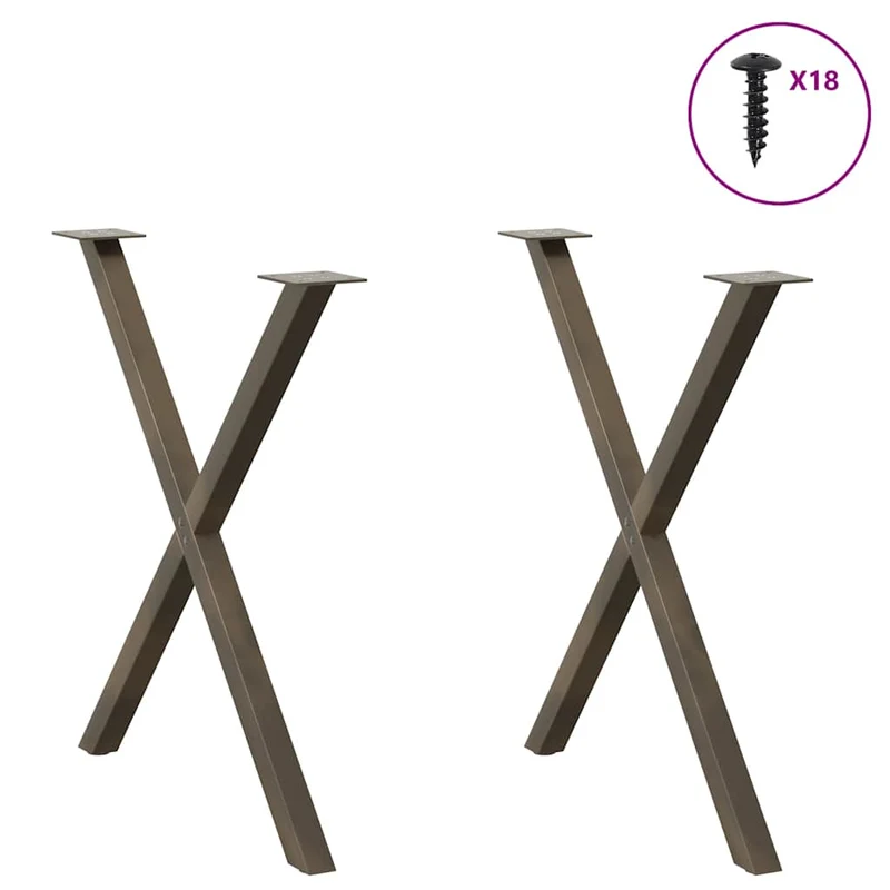 Dining Table Legs X-Shaped 2 pcs Natural Steel 70x(72-73) cm