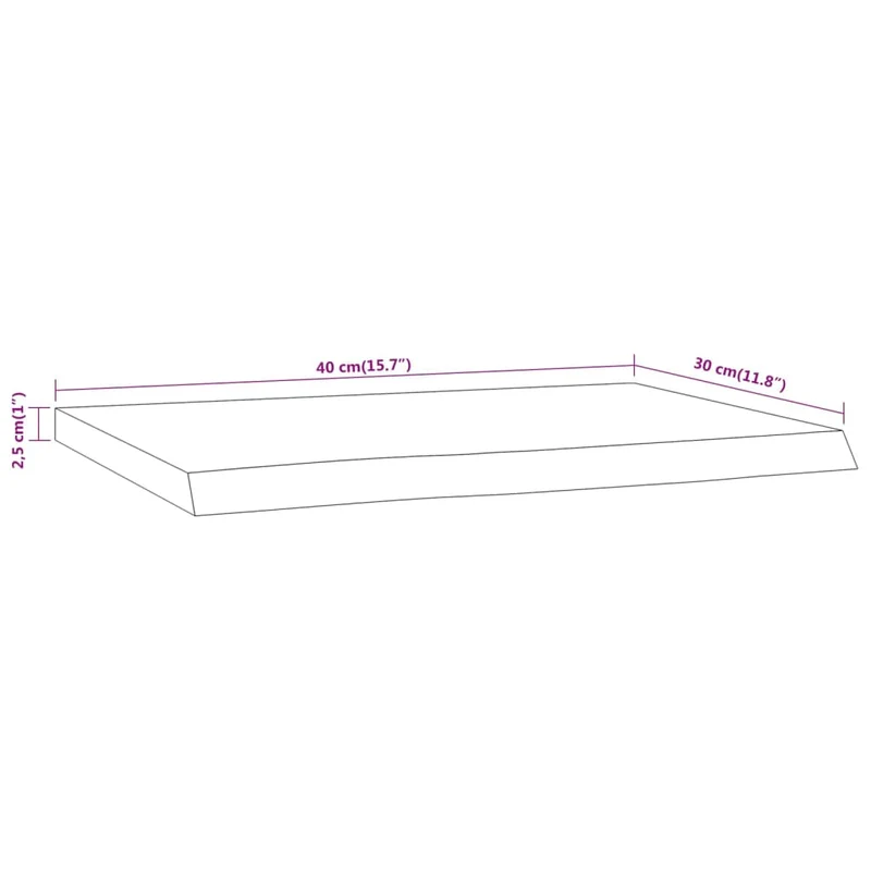 Wall Shelf 40x30x2,5 cm Rectangular Solid Wood Acacia Live Edge