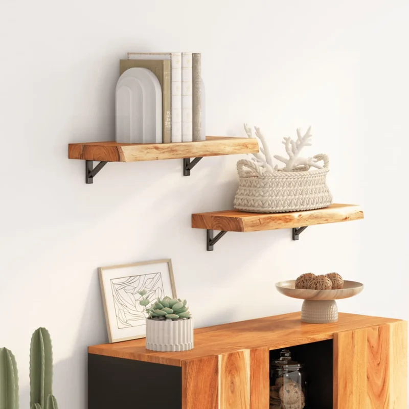 Wall Shelf 50x30x2,5 cm Rectangular Solid Wood Acacia Live Edge