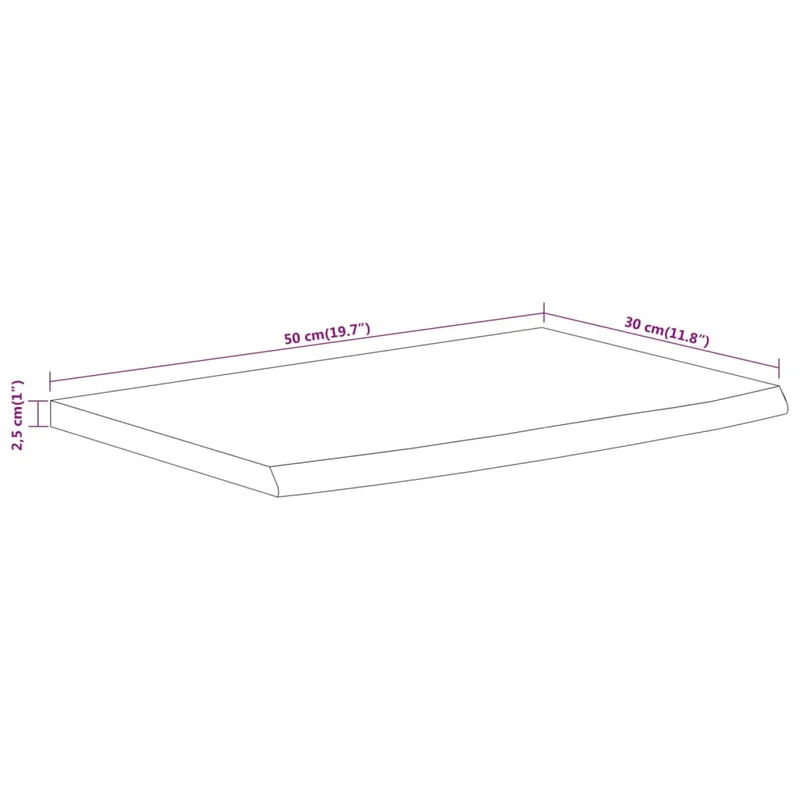 Wall Shelf 50x30x2,5 cm Rectangular Solid Wood Acacia Live Edge
