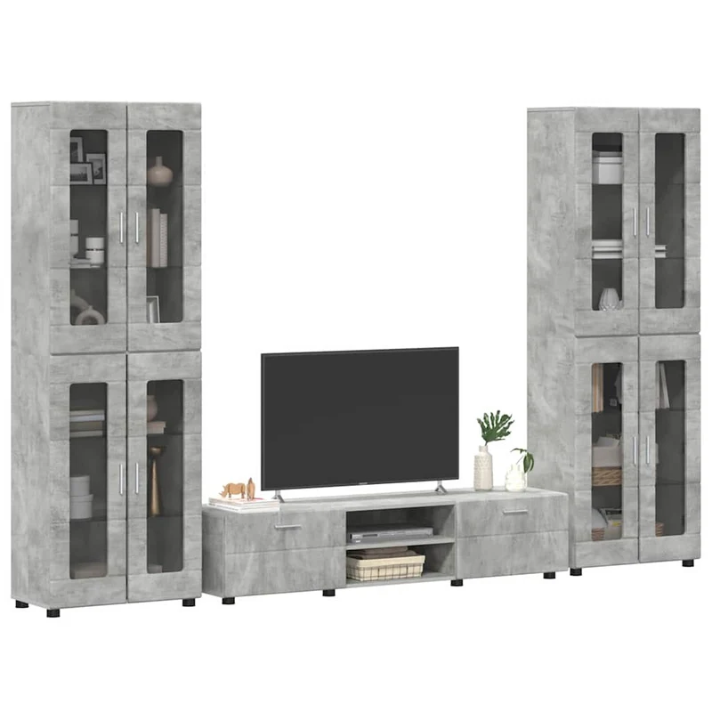TV Cabinet Set FLORIN 3 pcs Concrete Grey Engineered Wood