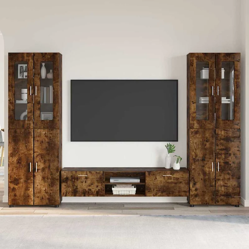 TV Cabinet Set FLORIN 3 pcs Smoked Oak Engineered Wood