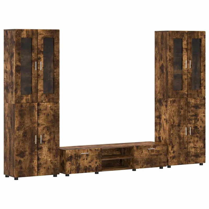 TV Cabinet Set FLORIN 3 pcs Smoked Oak Engineered Wood