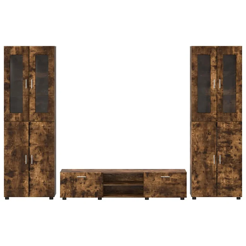 TV Cabinet Set FLORIN 3 pcs Smoked Oak Engineered Wood
