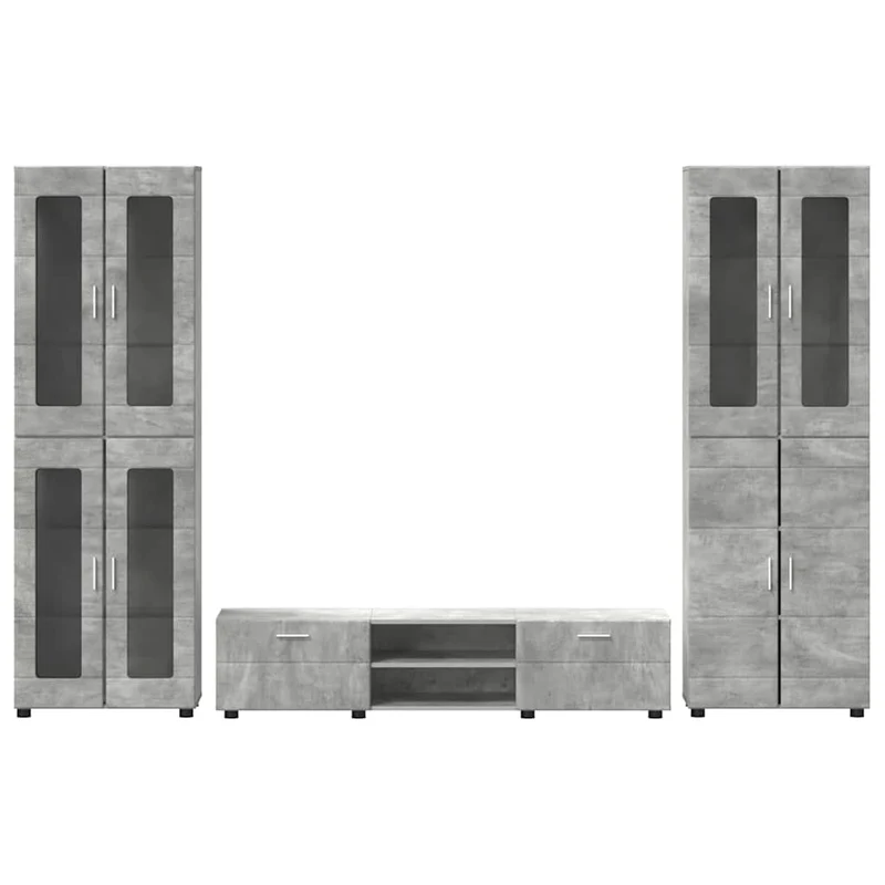 TV Cabinet Set FLORIN 3 pcs Concrete Grey Engineered Wood