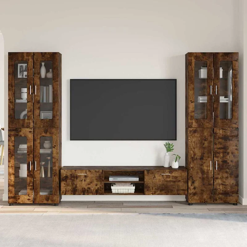 TV Cabinet Set FLORIN 3 pcs Smoked Oak Engineered Wood