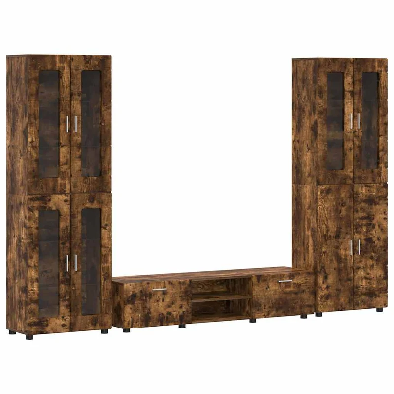 TV Cabinet Set FLORIN 3 pcs Smoked Oak Engineered Wood
