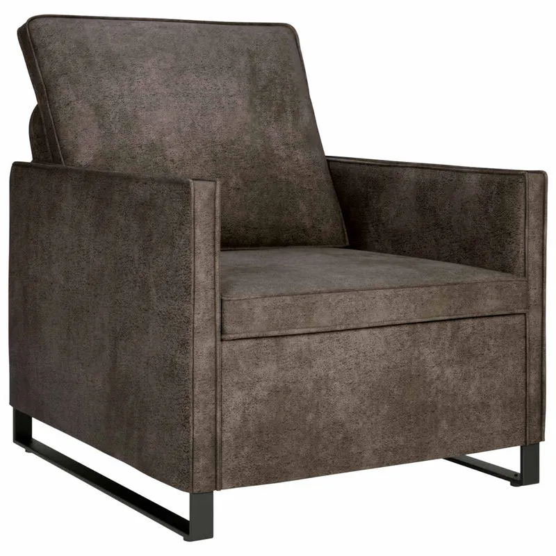 Sofa Set 2 pcs Dark Grey Faux Suede Fabric