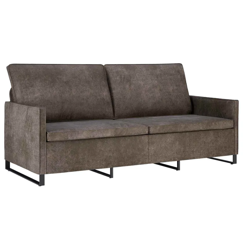 Sofa Set 2 pcs Dark Grey Faux Suede Fabric