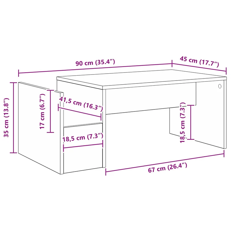 Coffee Table Black Oak 90 x 45 x 35 cm Engineered Wood