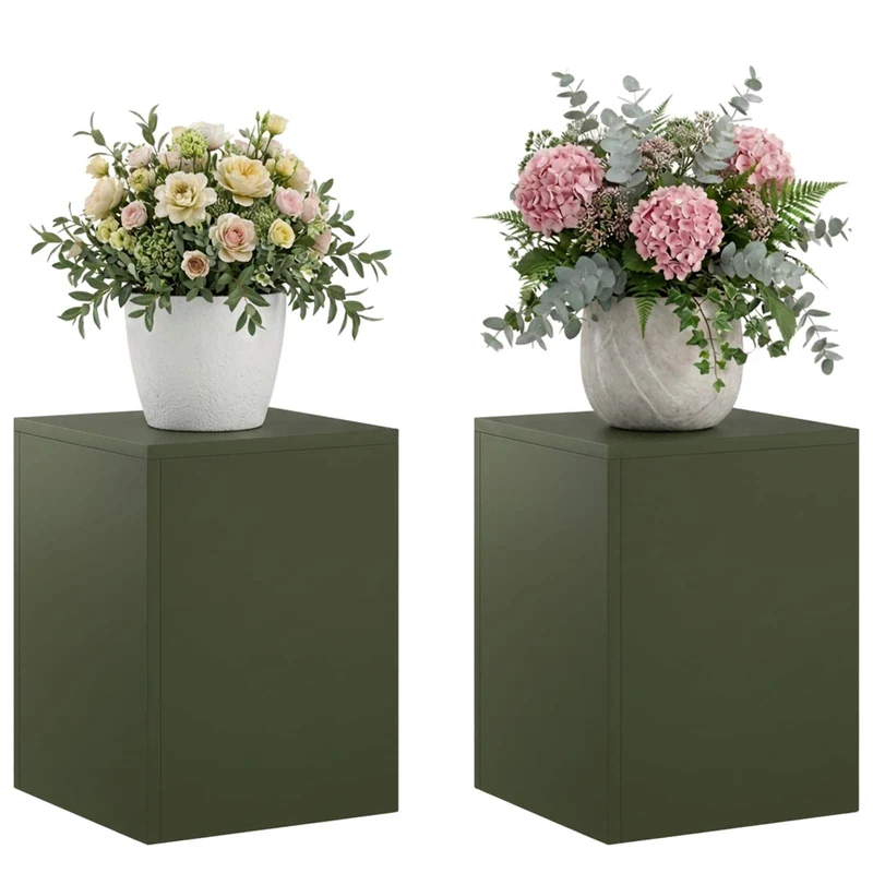Plant Stand 2 pcs Olive Green 30 x 30 x 40 cm Steel