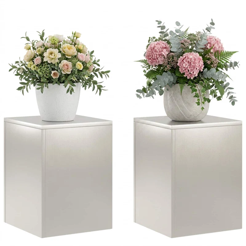 Plant Stand 2 pcs Silver 30 x 30 x 40 cm Steel