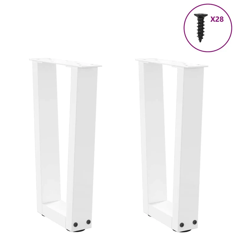 Coffee Table Legs V-Shape 2 pcs White 28x(42-43,3) cm Steel