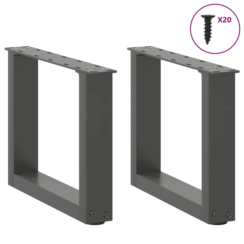 Coffee Table Legs U-Shaped 2 pcs Anthracite 40x(30-31) cm Steel