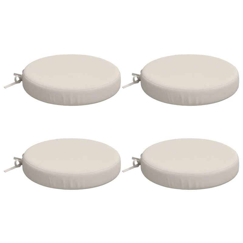Seat Cushions SOEST 4 pcs 100% Polyester White Ø 40 x 7 cm