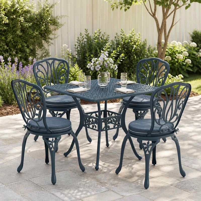 Seat Cushions SOEST 4 pcs 100% Polyester Blue Ø 40 x 7 cm