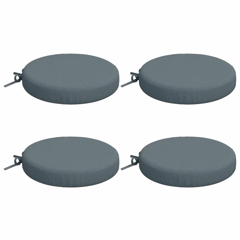 Seat Cushions SOEST 4 pcs 100% Polyester Blue Ø 40 x 7 cm