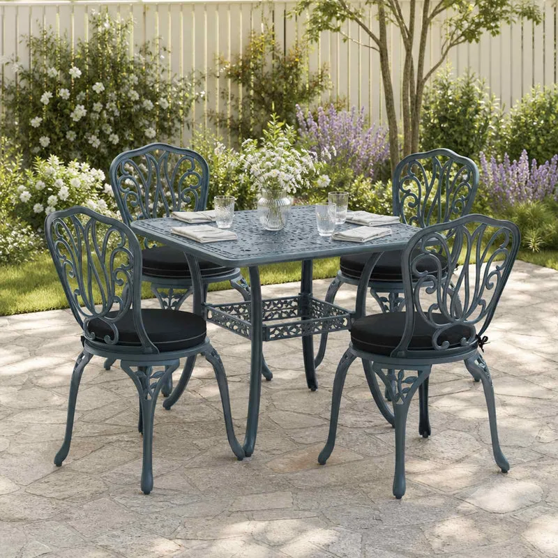 Seat Cushions SOEST 4 pcs 100% Polyester Black Ø 40 x 7 cm
