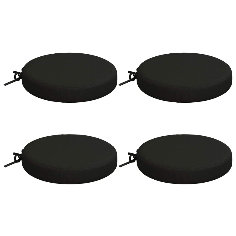 Seat Cushions SOEST 4 pcs 100% Polyester Black Ø 40 x 7 cm