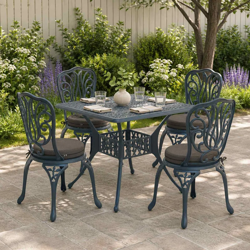 Seat Cushions SOEST 4 pcs 100% Polyester Anthracite Ø 40 x 7 cm