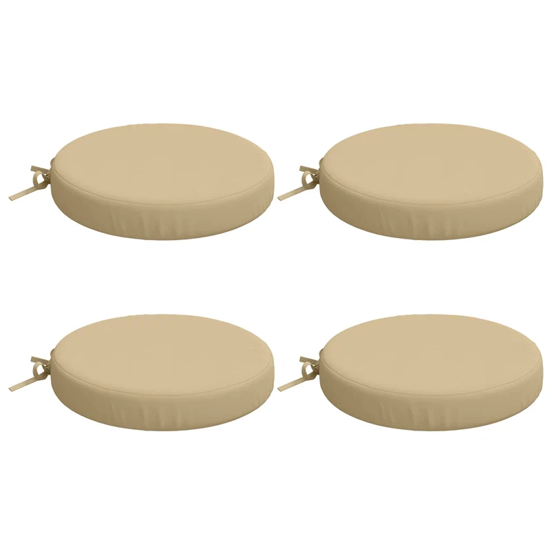 Seat Cushions SOEST 4 pcs 100% Polyester Beige Ø 40 x 7 cm