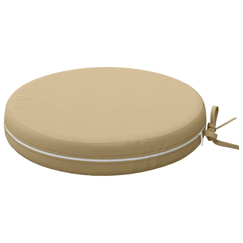Seat Cushions SOEST 4 pcs 100% Polyester Beige Ø 40 x 7 cm