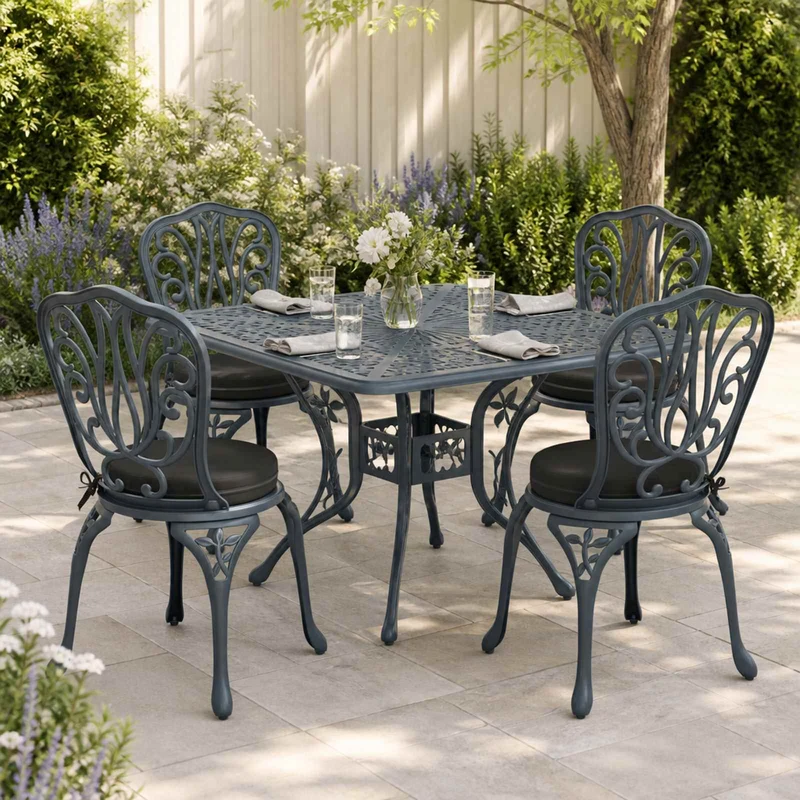 Seat Cushions SOEST 4 pcs 100% Polyester Black Ø 40 x 7 cm