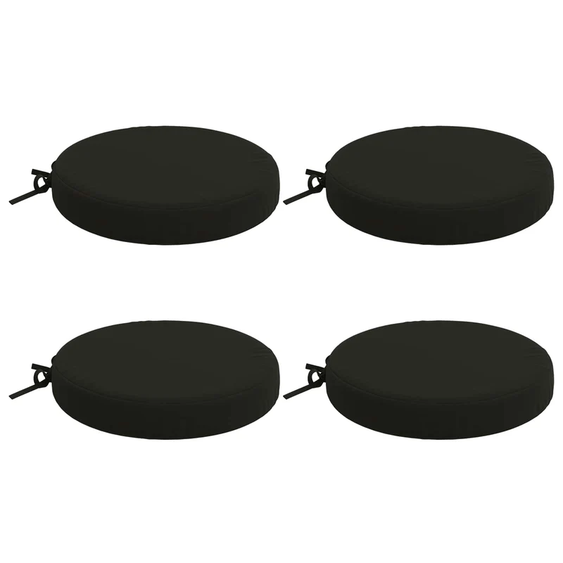 Seat Cushions SOEST 4 pcs 100% Polyester Black Ø 40 x 7 cm