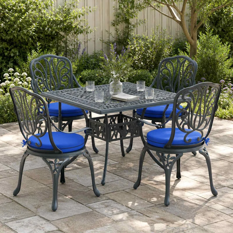 Seat Cushions SOEST 4 pcs 100% Polyester Royal Blue Ø 40 x 7 cm