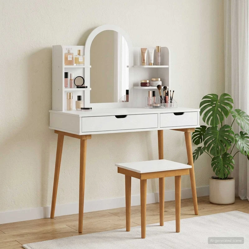 Dressing Table Set FAUSKE 5 pcs White 100 x 50 x 143 cm