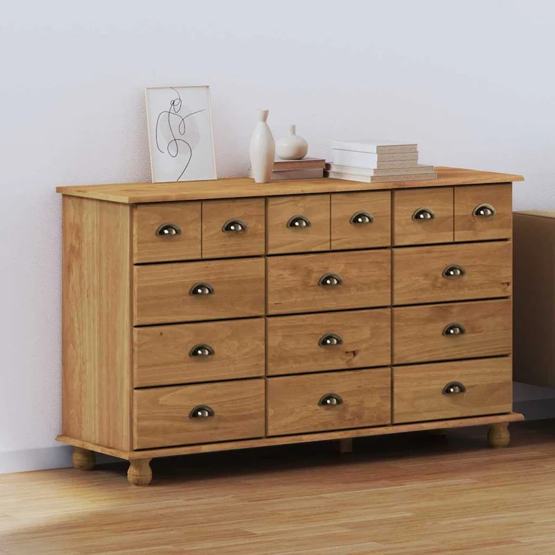 Chest of Drawer ASKIM Brown 79 x 40 x 133.5 cm Solid Pine Wood