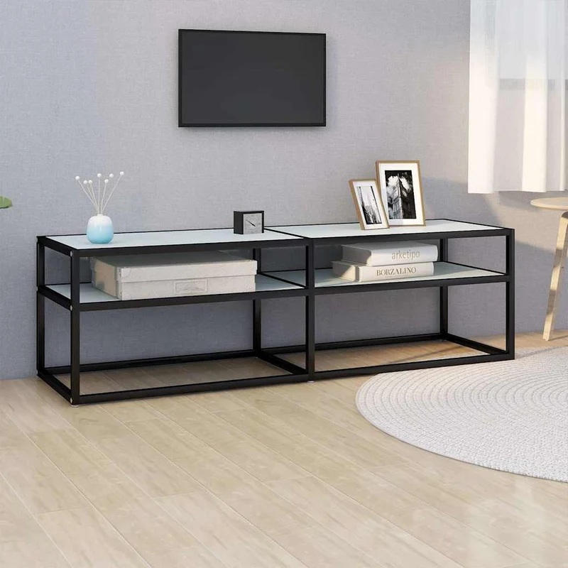 TV Cabinet White Marble 140x40x40,5 cm Tempered Glass