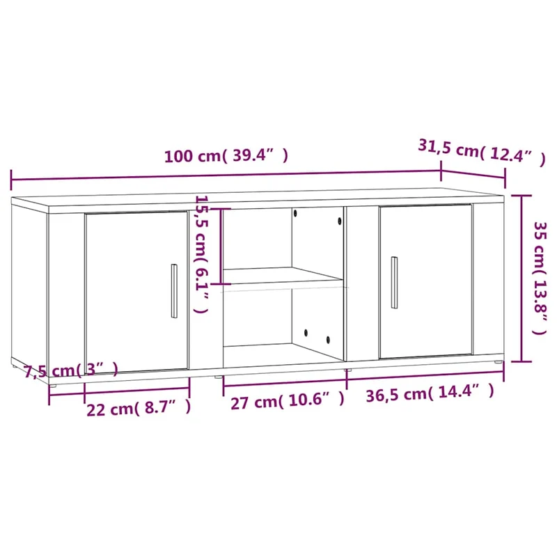TV Cabinet Grey Sonoma 100x31,5x35 cm Engineered Wood