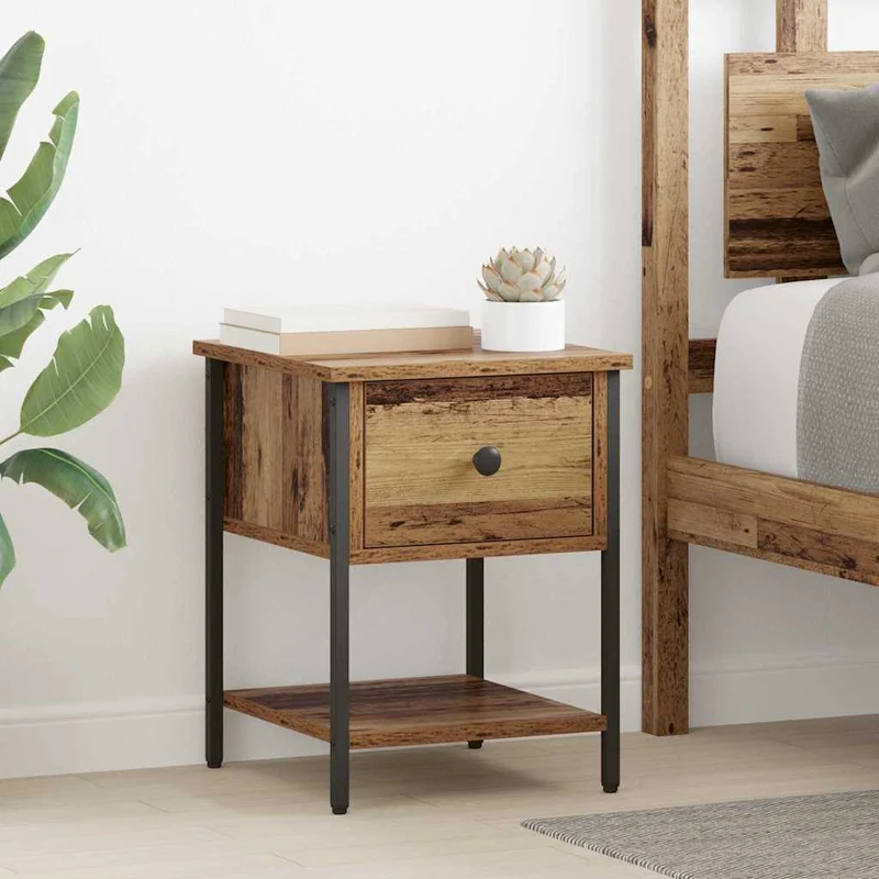 Bedside Table Old Wood 34 x 35.5 x 45 cm Engineered Wood