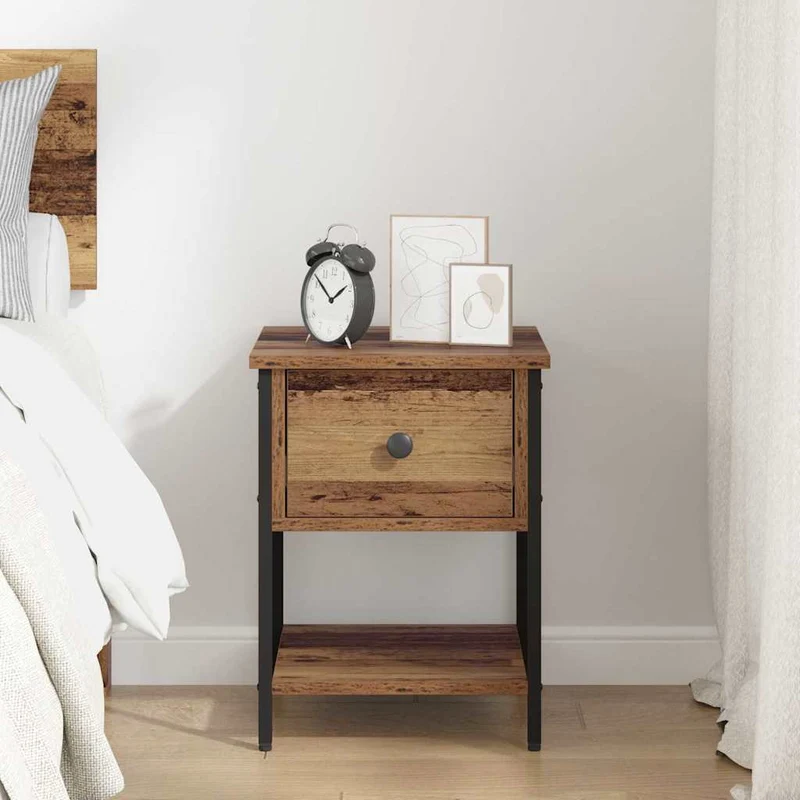 Bedside Table Old Wood 34 x 35.5 x 45 cm Engineered Wood